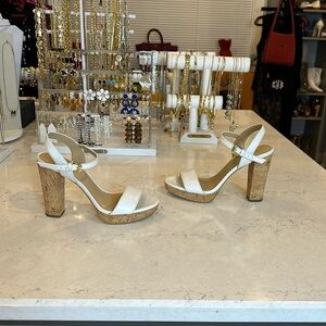 Michael Kors white leather heeled sandals size 7